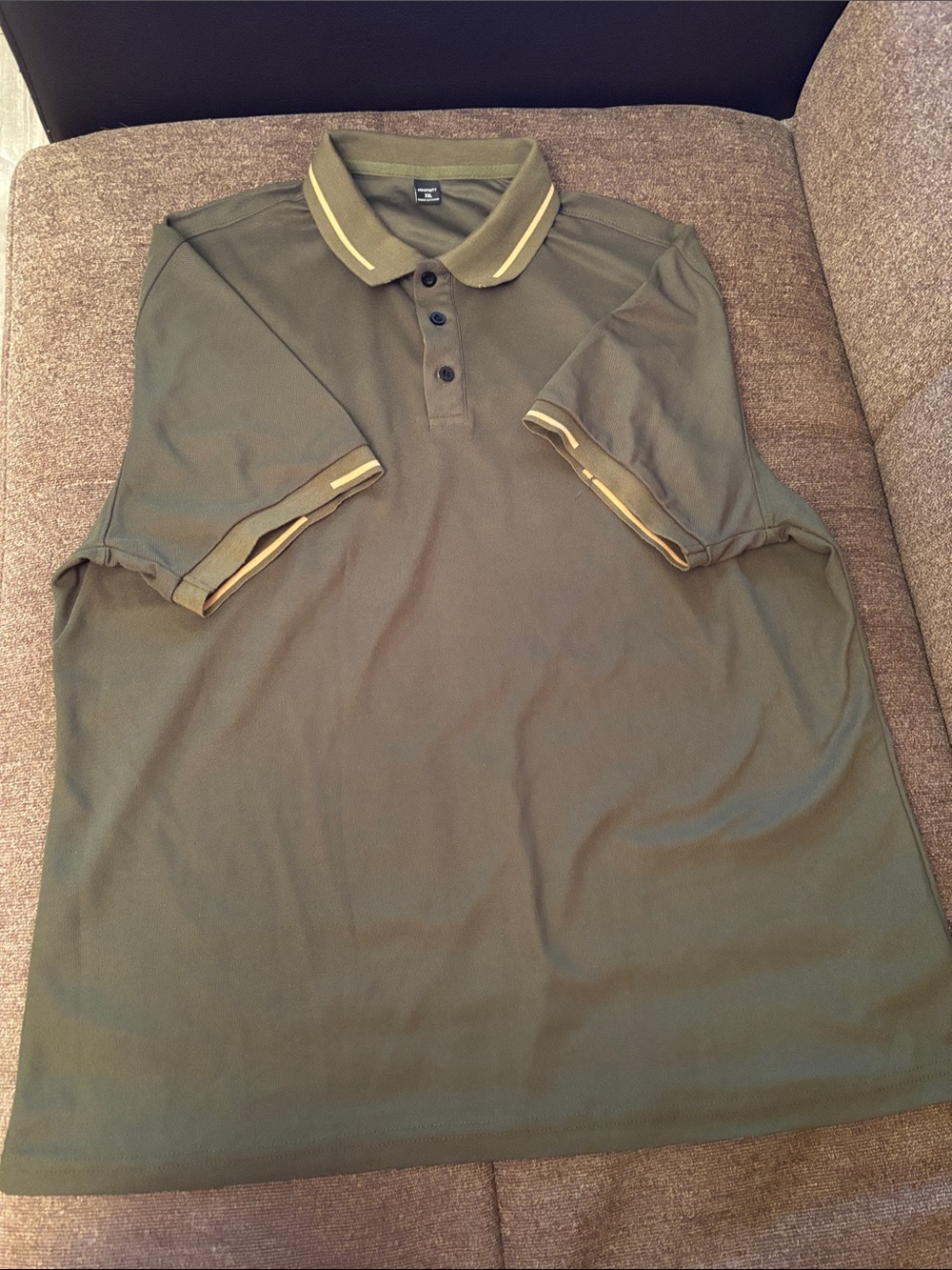 Men's Olive Green Polo with Yellow Trim